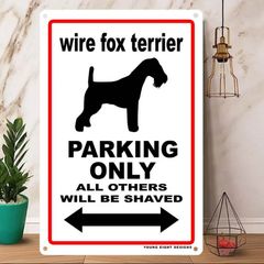 雑貨【wire fox terrier/ワイアー・フォックス・テリア】 Parking / パーキング / Dog / 犬 / 警告 / ヤードサイン / メタルプレート / ブリキ看板 / メタルポスター / -217のサムネイル