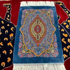 絨毯モダール玄関サイズ鳥ブルー紺色黒