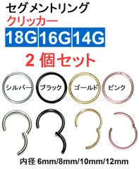 ボディピアス 18G 16G 14G 2個セット セグメントリング クリッカー サージカルステンレス リング ピアス  シルバー ブラック ゴールド ピンクゴールド
