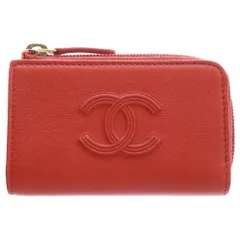 CHANEL (シャネル) L字ファスナー コインケース レッド レザー