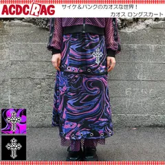 ACDC RAG エーシーディーシーラグ カオス ロングスカート 原宿系 原宿 ファッション パンク ロック メッシュ 2way 刺繍 サイケデリック jr-576-131のサムネイル