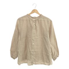 NEST　ROBE　ネストローブ　01175-1112-34　リネンスタンドフリルブラウス　長袖シャツ　Fサイズ　ベージュ