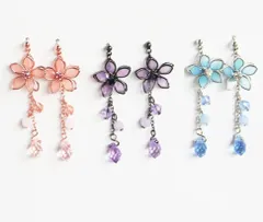 樹脂　ノンホールピアス　桜　和テイスト　ダンシング