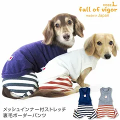 【新品】『DSサイズ』伸びて 着せやすい メッシュ インナー付 ストレッチ 裏毛 ボーダー パンツ ダックス 小型犬用