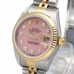 ロレックス デイトジャスト 26mm 時計 79173OPG 10Pダイヤモンド ピンクオパール 自動巻 Y番 SS YG イエローゴールド コンビ SWISS【送料無料】【中古】25110424