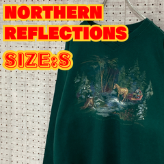 【ヴィンテージ】NORTHERN REFLECTIONS　90's　スウェット　フロントプリント　S　エメラルドグリーン　US古着　MTSW2310-132