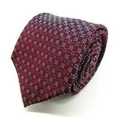 シャルル・ジョルダン ブランド ネクタイ ドット 小紋柄 格子柄 シルク PO メンズ ワインレッド CHARLES JOURDAN 【中古】