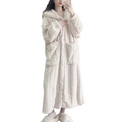 【新品】 もこもこ かわいい パジャマ ルームウェア 冬用 レディース ふわふわ フード付き 手袋付き ワンピース 大きいサイズ 秋冬 厚手 保温 暖かい おしゃれ 0