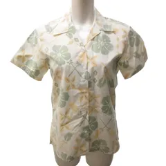 ジルサンダー JIL SANDER 美品 小さいサイズ アロハシャツ 花柄 コットン 半袖 白 緑 黄 ホワイト グリーン イエロー 系 34 約XS 0218のサムネイル