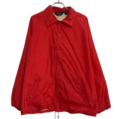コーチジャケット L レッド スナップボタン ラグラン ナイロン シンプル スポーティー アウター 古着卸 アメリカ仕入 a612-5468