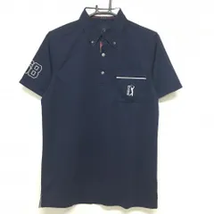 ★値下げ★【新品】ピージーエーツアー 半袖ポロシャツ ダークネイビー ロゴ刺しゅう ボタンダウン メンズ L ゴルフウェア PGA TOUR