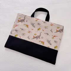 レッスンバッグ 手提げ袋 男の子 恐竜 アイボリー