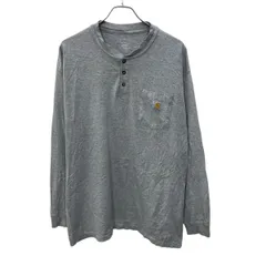 carhartt 長袖 ロゴTシャツ XL ライトグレー プルオーバー ヘンリーネック ポケット付き カーハート 古着卸 アメリカ仕入 a705-5662