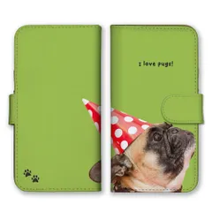 iPhone14Pro ケース 手帳型 アイフォン14 プロ スマホケース パグ 犬 わんこ ドッグ 顔 顔面 かわいい 可愛い 写真 イラスト カラー04