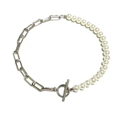 サージカルステンレス  マンテル チョーカー  パール ミックス