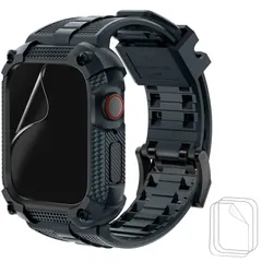 【新着商品】Warrior Apple Watch Wristitani バンド 41mm/45mm 一体型 ケース 耐衝撃 TPU アップルウォッチ バンド 3Dフルカバーフィルム iWatch Series 8/7/6/se/5/4 に対応