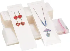 PH PandaHall アクセサリー 台紙 ピアス イヤリング ネックレス用 100枚 OPP袋付き 販売用 ジュエリー用 ハンドメイド 商品ディスプレー クラフト紙 ジュエリー収納用 20.5x6x0.045cm( ホワイト)