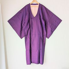 Japanese Vintage Haori Michiyuki coat Polka dots Pattern Silk Kimono Gown Old-ⅽloth 長羽織 羽織 正絹 道行コート 紫 水玉 古布 時代布 一点物 大正浪漫 和洋折衷