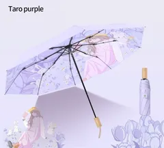 ワンタッチ 全自動開閉　折りたたみ晴雨兼用 コンパクト 遮光 UVカット　ライトパープル