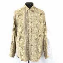 イタリア製/Vintage★ナラカミーチェ★レーヨン生地/長袖柄シャツ【メンズS/茶系】ガントレットボタン/NARACAMICIE◆BC523<sale>