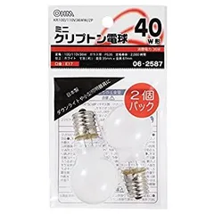 【中古-非常に良い】 ミニクリプトン電球 E17/40W形 ホワイト 2個入 KR100/110V36WW/2P 06-2587