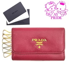 プラダ　サフィアーノ　6連キーケース　ピンク　ゴールド金具