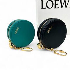 新品 LOEWE ペブル クッキー キーホルダー ロゴ レザー キーケース ブラック グリーン ロエベ