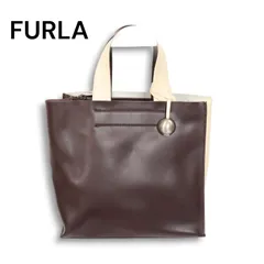 イタリア製★ FURLA フルラ 本革♪ リアル レザー バイカラー トート ハンド バッグ Sz.F レディース