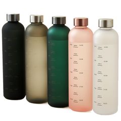 新品 TSQIBU ウォーターボトル 水筒 1リットル トライタン ボトル 1000ml タイムマーカー付きウォーターボトル 水位目盛付き BPAフリー アウトドア スポーツ ボトル 大容量 Tritan 素材グレー