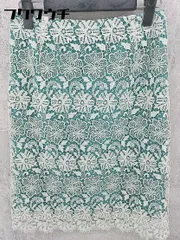 ◇ Spick&Span スピック＆スパン 総レース 膝丈 タイト スカート サイズ36 グリーン レディース  【1002800328826】