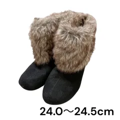 a0844 ショートブーツ　ファー付き　ブーツ　ブラック　黒　24.5cm ファー