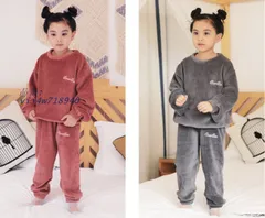 パジャマ 子供 セットアップ ルームウェア コーラル ナイトウェア 寝巻き トップスパンツ 上下セット 秋冬パジャマ キッズ 部屋着 2点セット春物 vii4w718940