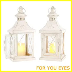 【人気商品】TRIROCKS 装飾用キャンドルランタン 2個セット 高さ11インチ メタルキャンドルホルダー 吊り下げランタン ホーム装飾 ハロウィン リビングルーム パーティー イベント 卓上 屋内 屋外 (ホワイトとゴールドのブラシ)