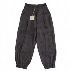 Tibi ティビ ハイウエスト リネン混 センタープレス ワイド ジョガーパンツ グレー サイズL S120WL3206 レディース 【中古】
