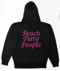 プルオーバーパーカー　ビーチ　beach ユニセックス　ブラック×ピンク