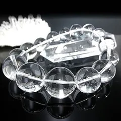 極太の天然水晶ブレスレット ※ＬＬサイズ：内径約１９〜２０ｃｍ選択可能 【１８ｍｍ珠、１６ｍｍ珠、１４ｍｍ珠、１２ｍｍ珠使用】 クリスタル 石英 Crystal Quartz パワーストーン 天然石 大珠 開運 幸運 健康運 災難厄除 魔除け ブレスレット