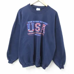 XL/古着 長袖 スウェット メンズ 00s USA 大きいサイズ クルーネック 紺 ネイビー 25feb12 中古 スエット トレーナー トップス