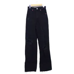 ザラ ZARA ジーンズ パンツ デニム フレア ブーツカット ダメージ コットン 綿 32 ブラック 黒 /HT32