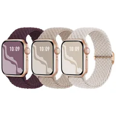 新品 【3枚入り】Suitisbest コンパチブル アップルウォッチ バンド 編み込み 42mm 41mm 40mm 38mm Apple Watch ナイロンバンド 伸縮性 ゴム アップルウォッチ スポーツベルト Series 11 10 9 8 7 6