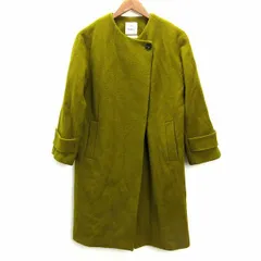 k■ナノユニバース/nano universe ノーカラーウールコート【38】鶯色/LADIES■59【中古】