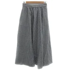 ニコアンド Niko and.. フレアスカート マキシ丈 ロング丈 ギンガムチェック柄 イージー 4 L 黒 ブラック 白 ホワイト /YS8