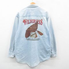 XL/古着 エディーバウアー 長袖 ブランド シャツ メンズ 90s 船 WINDERNESS ロング丈 コットン 薄紺 ネイビー デニム spe 24oct02 中古 ト