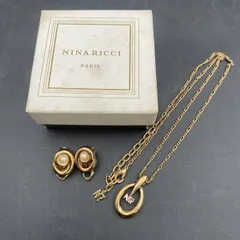 L228229美品 NINA RICCI ニナリッチ NRロゴ ネックレス イヤリングおまとめ ゴールドカラー ※イヤリングパッド欠損