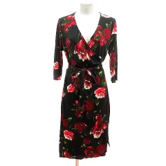 モガ MOGA ワンピース ミモレ ロング カシュクール 花柄 長袖 ウール 15 XL 緑 ダークグリーン /MNのサムネイル
