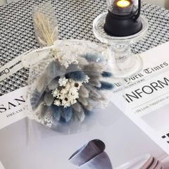 花束 ドライフラワーブーケ ブーケ ラグラス バニーテール ドライフラワー 花材 ハンドメイド インテリア ミニブーケ スワッグ ラッピング付き ブルー系A