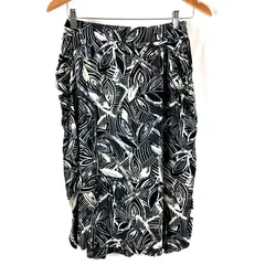 レキップ LEQUIPE スカート 柄付き ウエストリボン付き タックデザイン 裏地付き ブラック系 40サイズ 888731