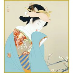 [Shikishi (decorative paper board)] Reproduction of Uemura Shōen's "Shunbō" Shikishi, Special Craft Painting, Portrait, Beauty Painting, Japanese Painting, Masterpiece, Artwork, Replica SKS-K10-015