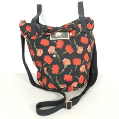 ピンクハウス★バケツトート 2Wayバッグ ショルダー カーネーション柄 キルティング 黒×赤系 k3368