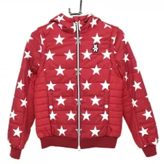 キャロウェイ 2WAY中綿ジャケット レッド×白 星柄 ベアワッペン 袖着脱可 フード一部ボア レディース M ゴルフウェア Callaway