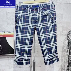 レディース バーバリーブルーレーベル ノバチェック 膝下丈 ハーフパンツ 36 ネイビー BURBERRY BLUELABEL クロップドパンツ ショーツ